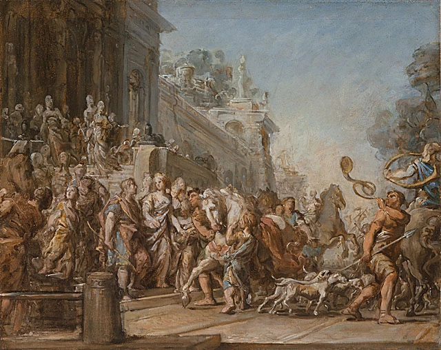 La partenza di Didone ed Enea per la caccia